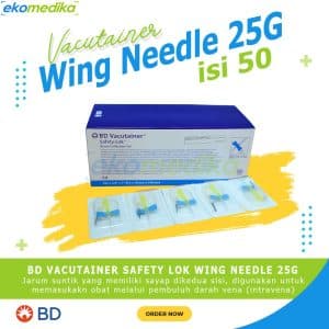 BD 367294 Vacutainer Wing Needle Safety-Lock 25G isi 50 - Eko Medika