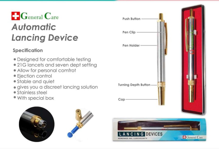 2. Lancing Device Pen Lancet Pena Bekam General Care Stainlees Ss Gc