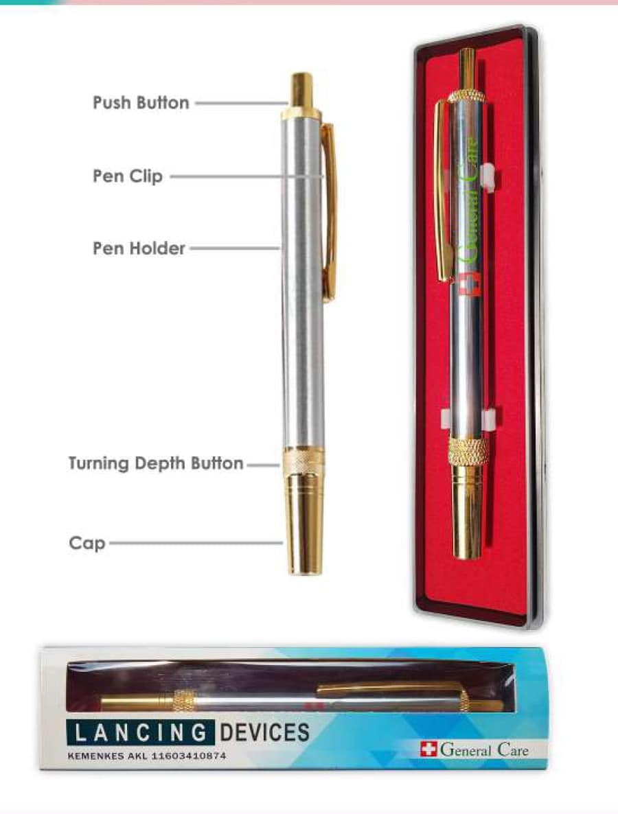 3. Lancing Device Pen Lancet Pena Bekam General Care Stainlees Ss Gc