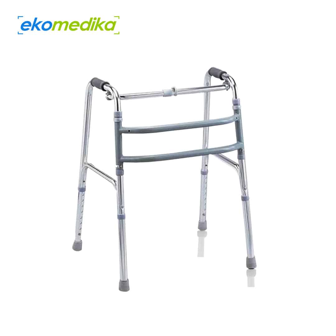 double walker aluminium GEA FS915L tanpa roda, alat bantu jalan lipat untuk lansia dan terapi