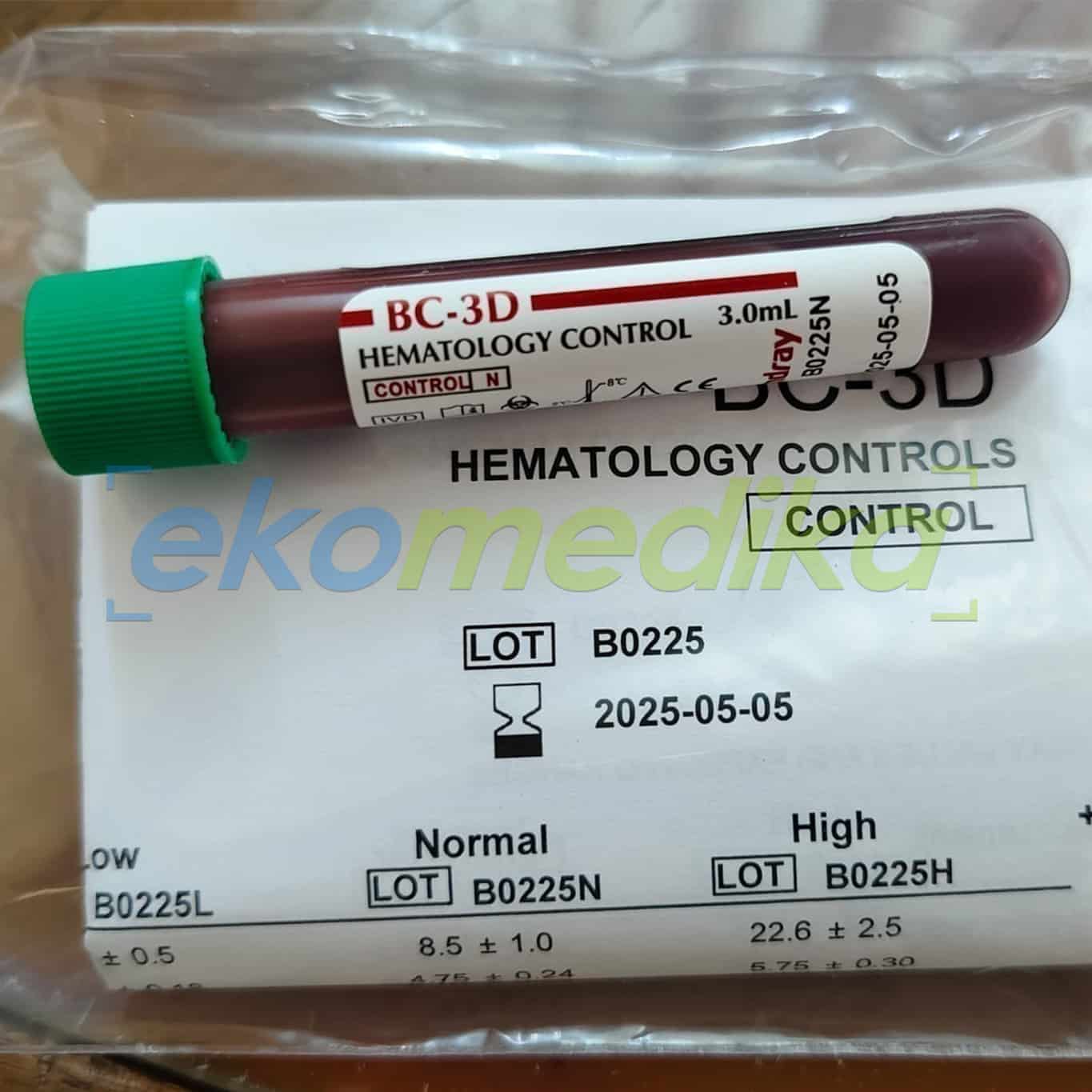 Mindray b 30 hematology control normal 3ml
